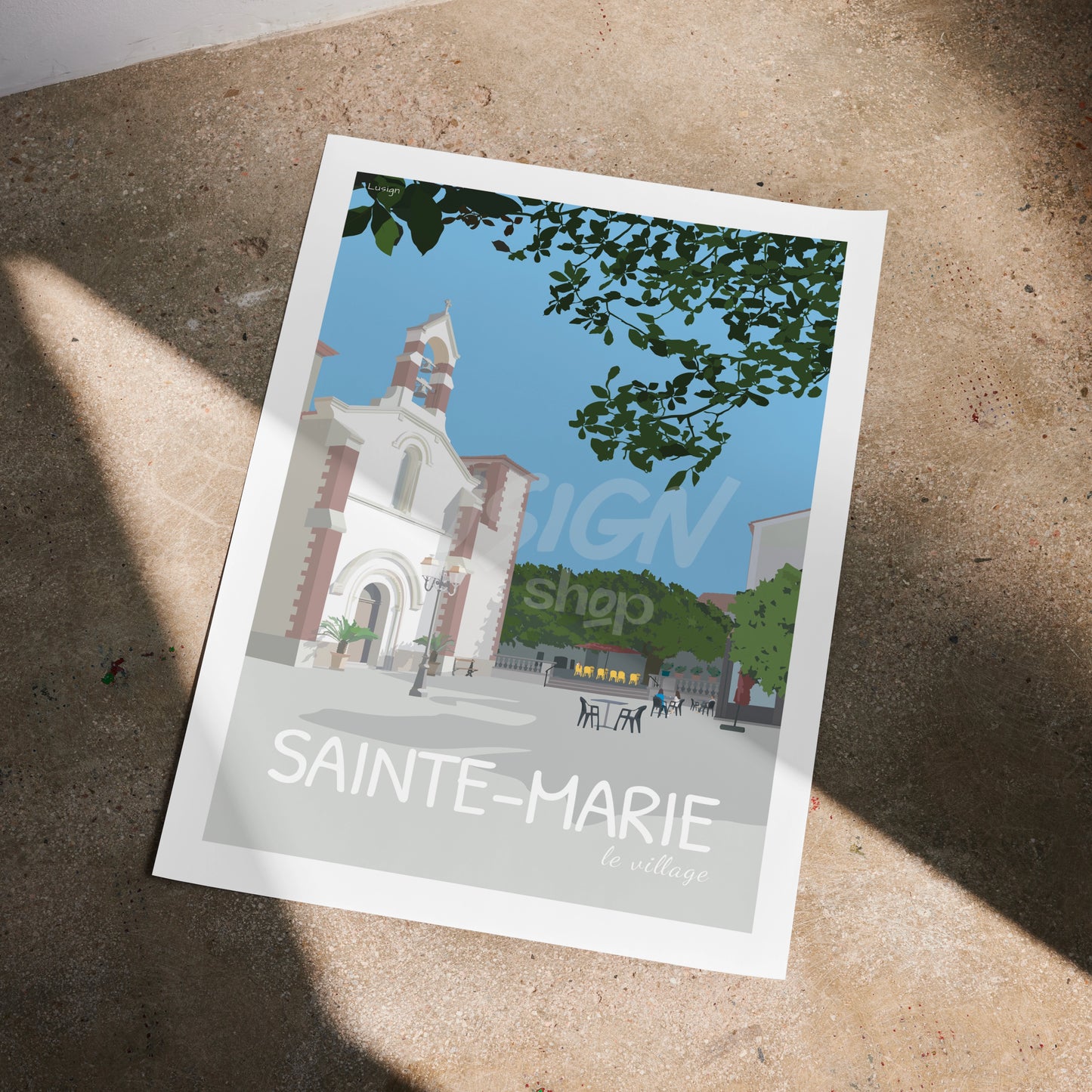Affiche Sainte-Marie - La Placette et son Église | Charme et Authenticité