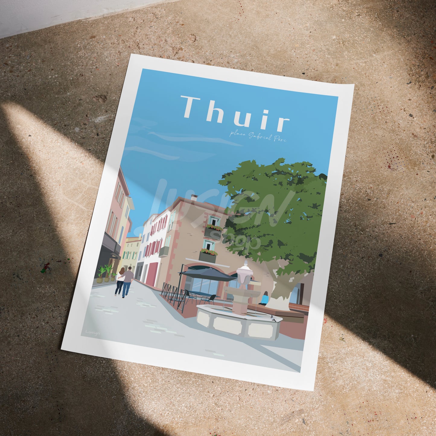Affiche Thuir - Fontaine de la Place Gabriel Péri | Patrimoine du Roussillon