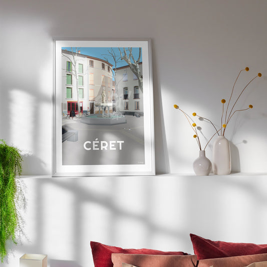 Affiche Céret - Fontaine aux 9 Jets | Histoire et Décoration Catalane