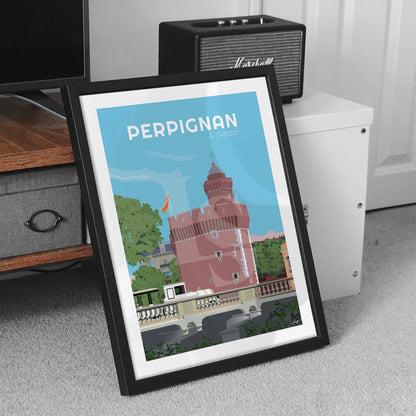 Affiche Perpignan - Le Castillet | Poster Vintage Pyrénées-Orientales