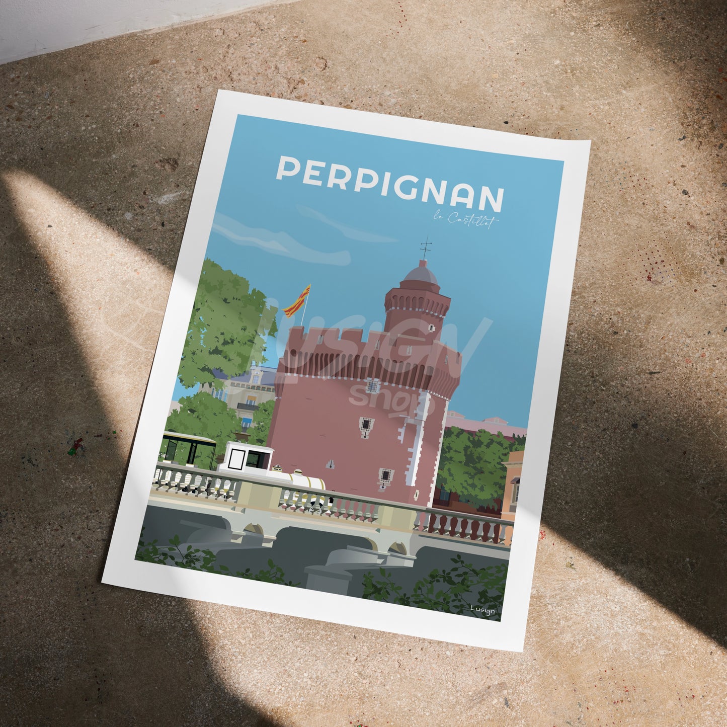 Affiche Perpignan - Le Castillet | Poster Vintage Pyrénées-Orientales